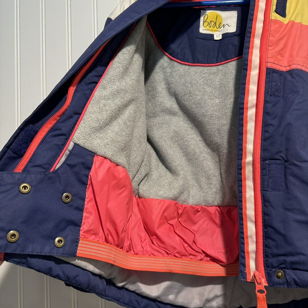 Boden Color Block Insulated Fleece Lined Jacket Kids 6/7 - Picture 6 of 10
